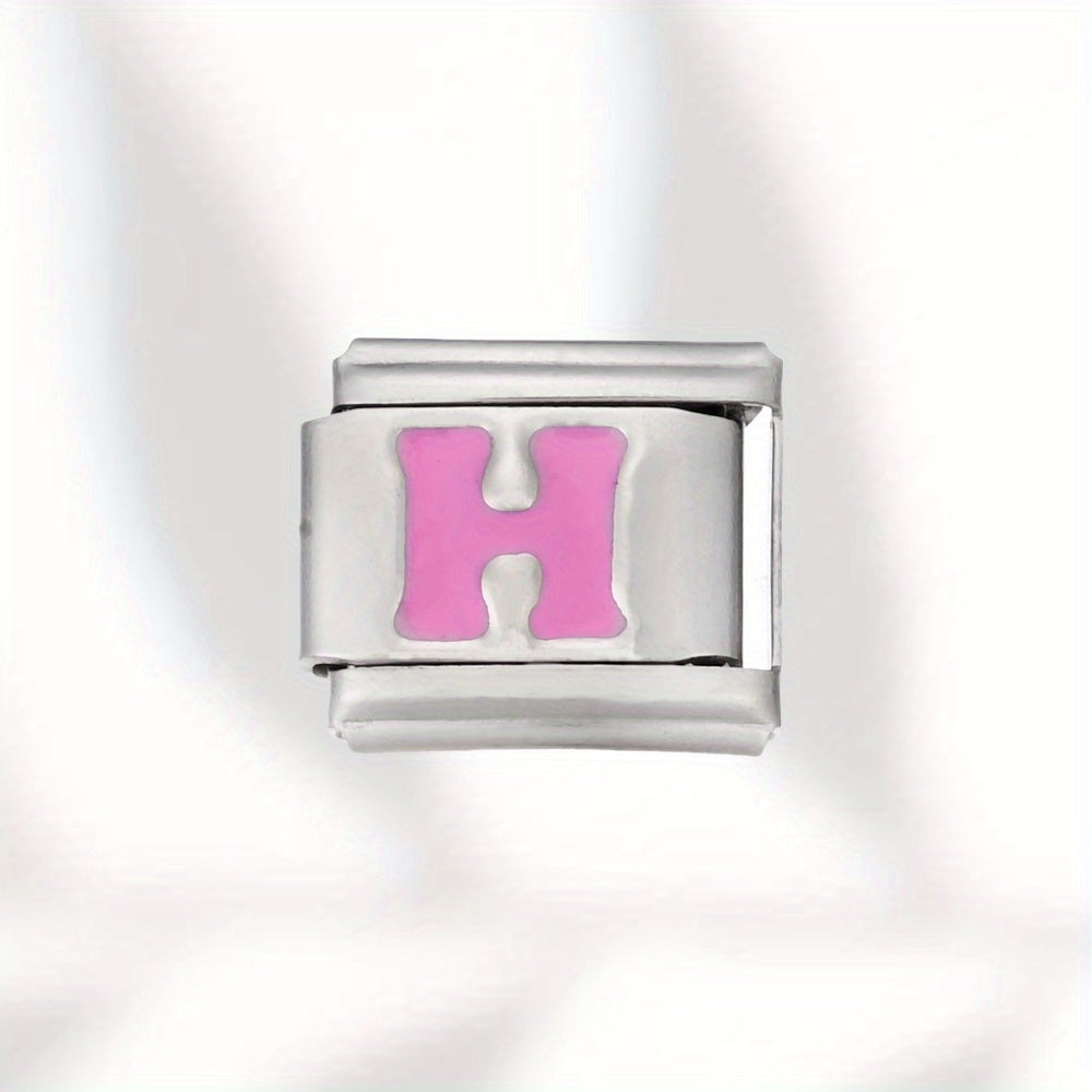 Pink Letter Stainless Steel Bead