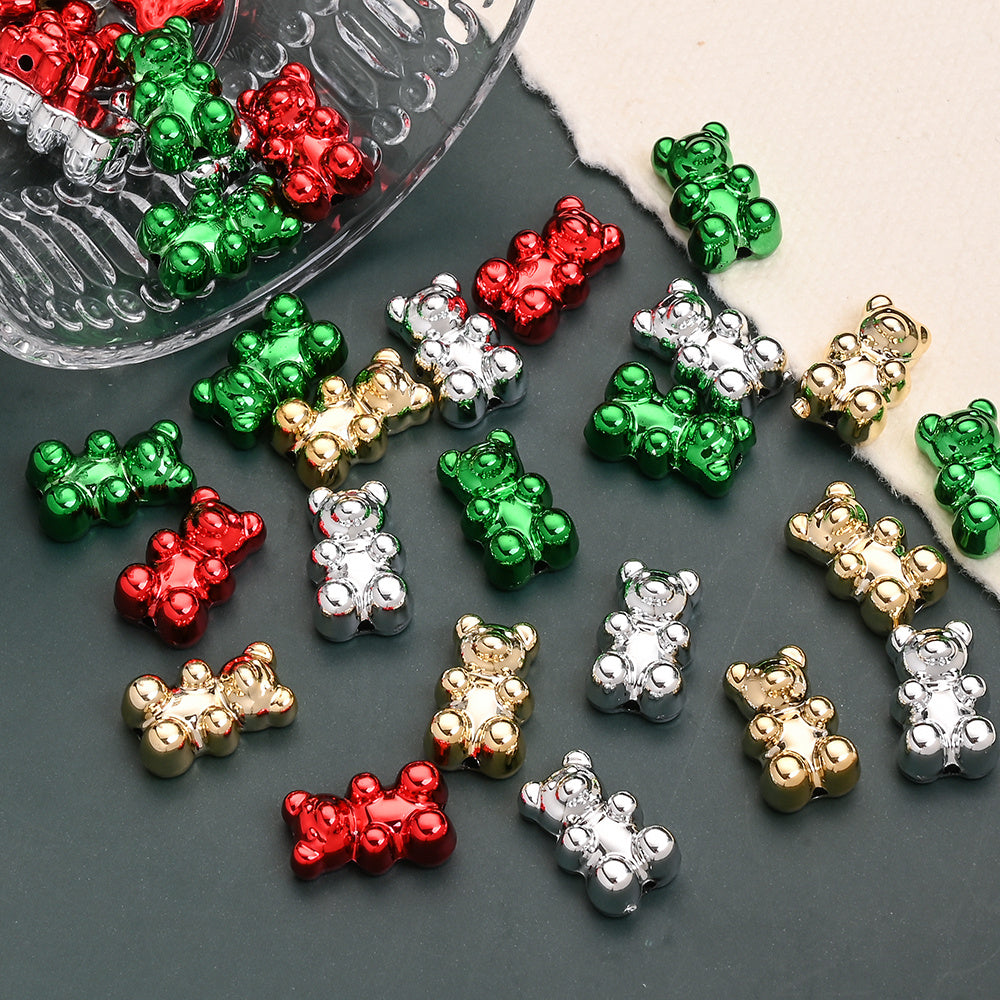 10PCS Christmas Bear Acrylic Bead Set