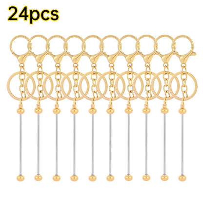 Golden Beadable Keychain Findings with Lobster Clasps
