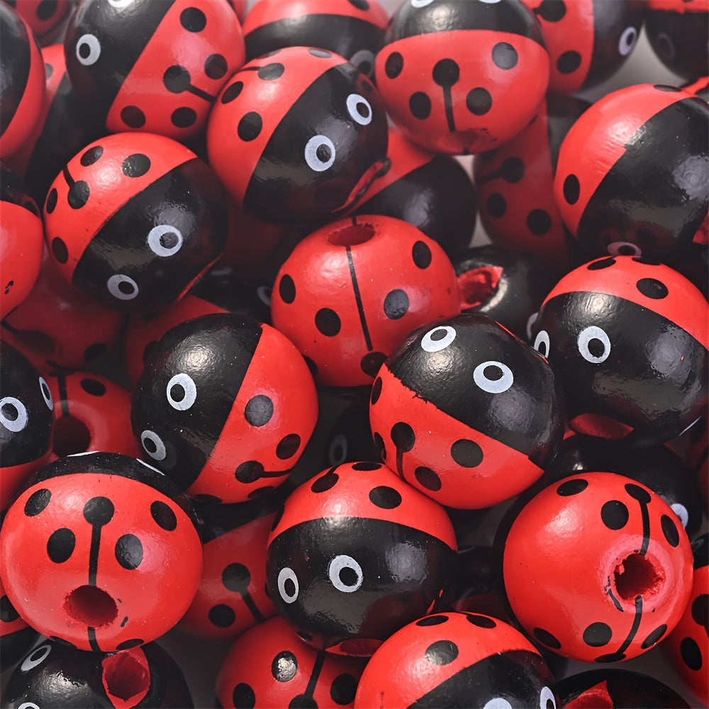 10PCS 16mm Animal Print Round Wooden Bead Set