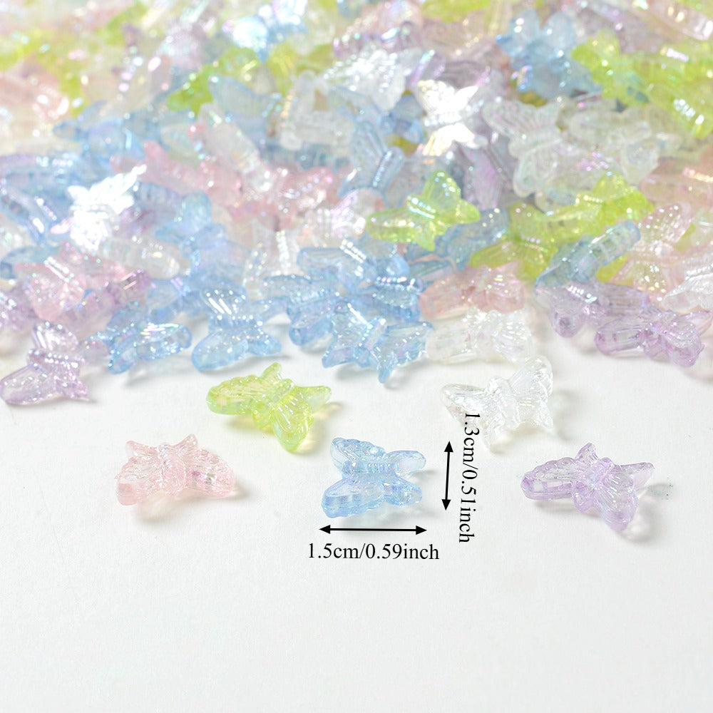 Green AB Acrylic Butterfly Beads