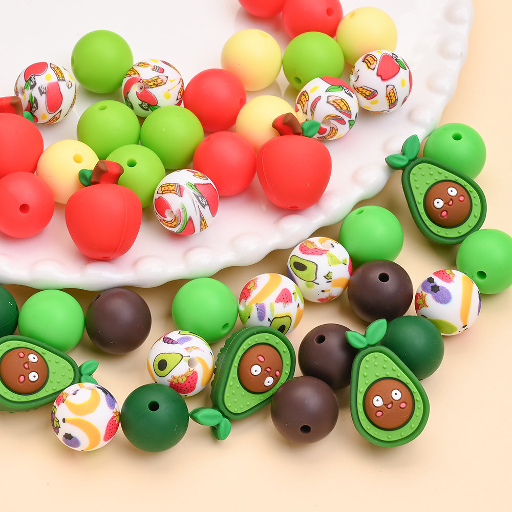 25PCS Fruit Collection Silicone Bead Set
