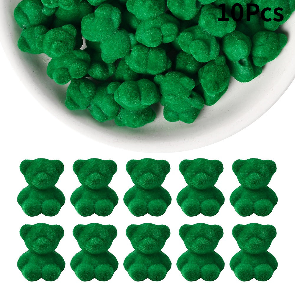 Flocked Bear Resin Beads