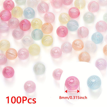 50-100pcs 8/10mm Acrylic Spacer Beads Loose Macarone Jewelry Beads