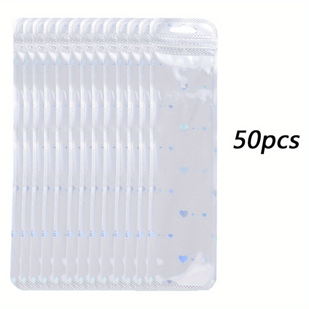50/100-Piece Holographic Laser Resealable Packaging Bags
