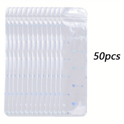 50/100-Piece Holographic Laser Resealable Packaging Bags