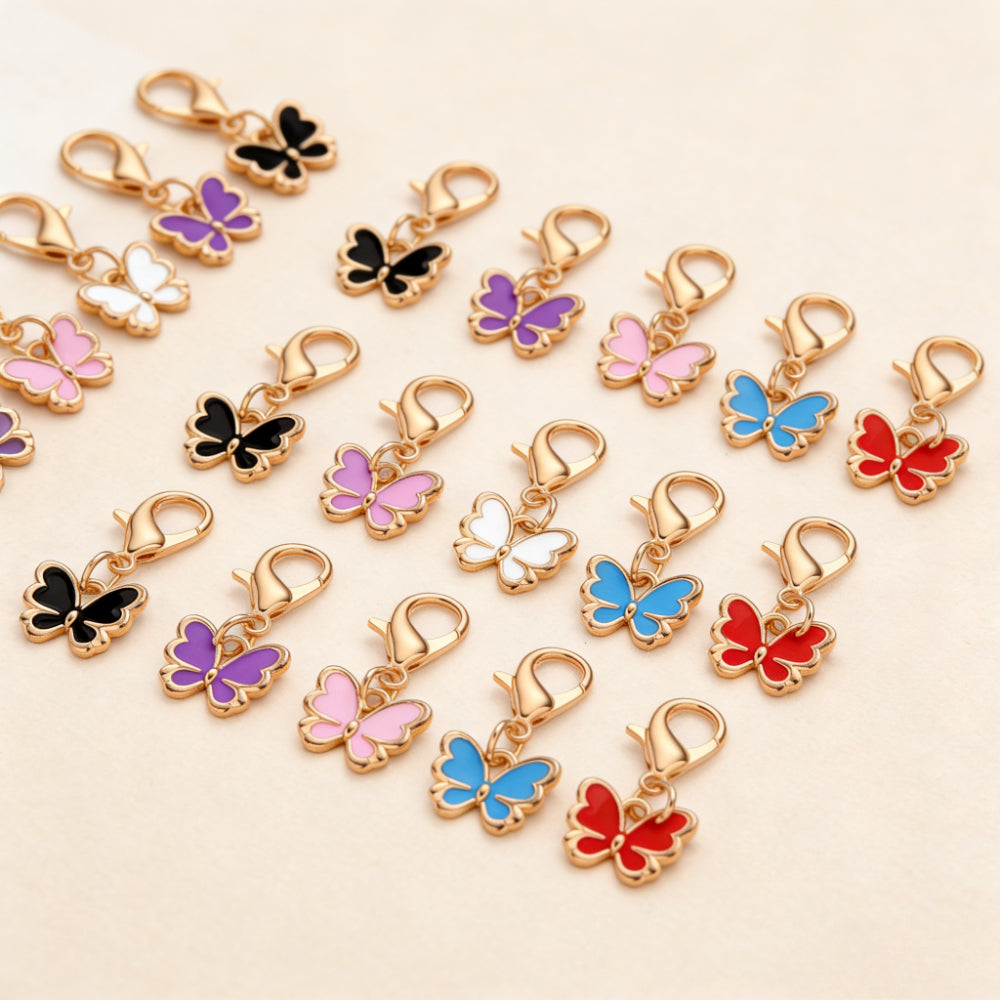 Colorful Enamel Butterfly Pendant Charms