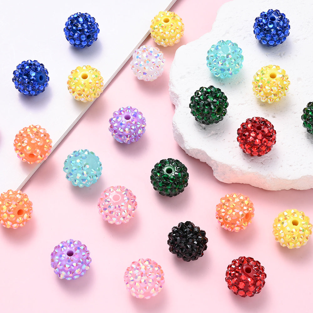 10pcs/set 16mm Random Resin Bayberry Ball Rhinestone Beads