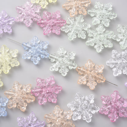 10PCS 27×31mm Snowflake Acrylic Spacer Bead Set