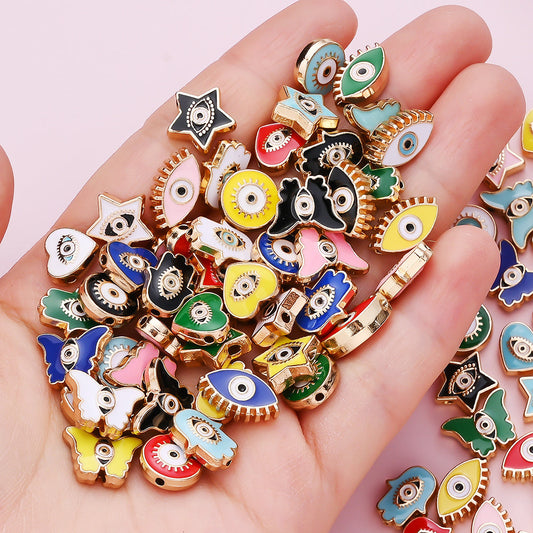 Colorful Evil Eye Alloy Spacer Beads