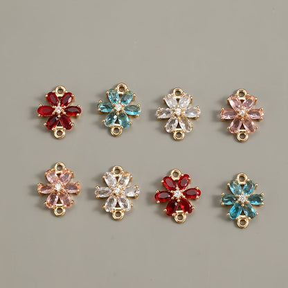 Glass Flower Rhinestone Connectors