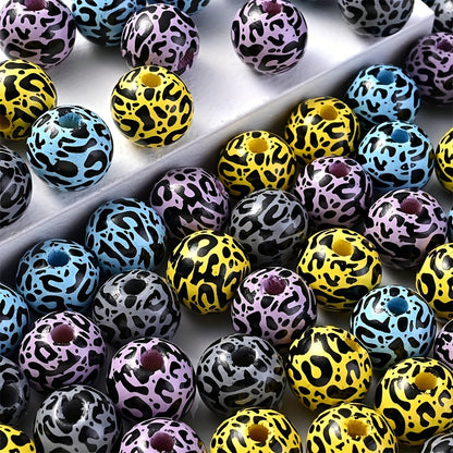 Leopard Print Wooden Beads