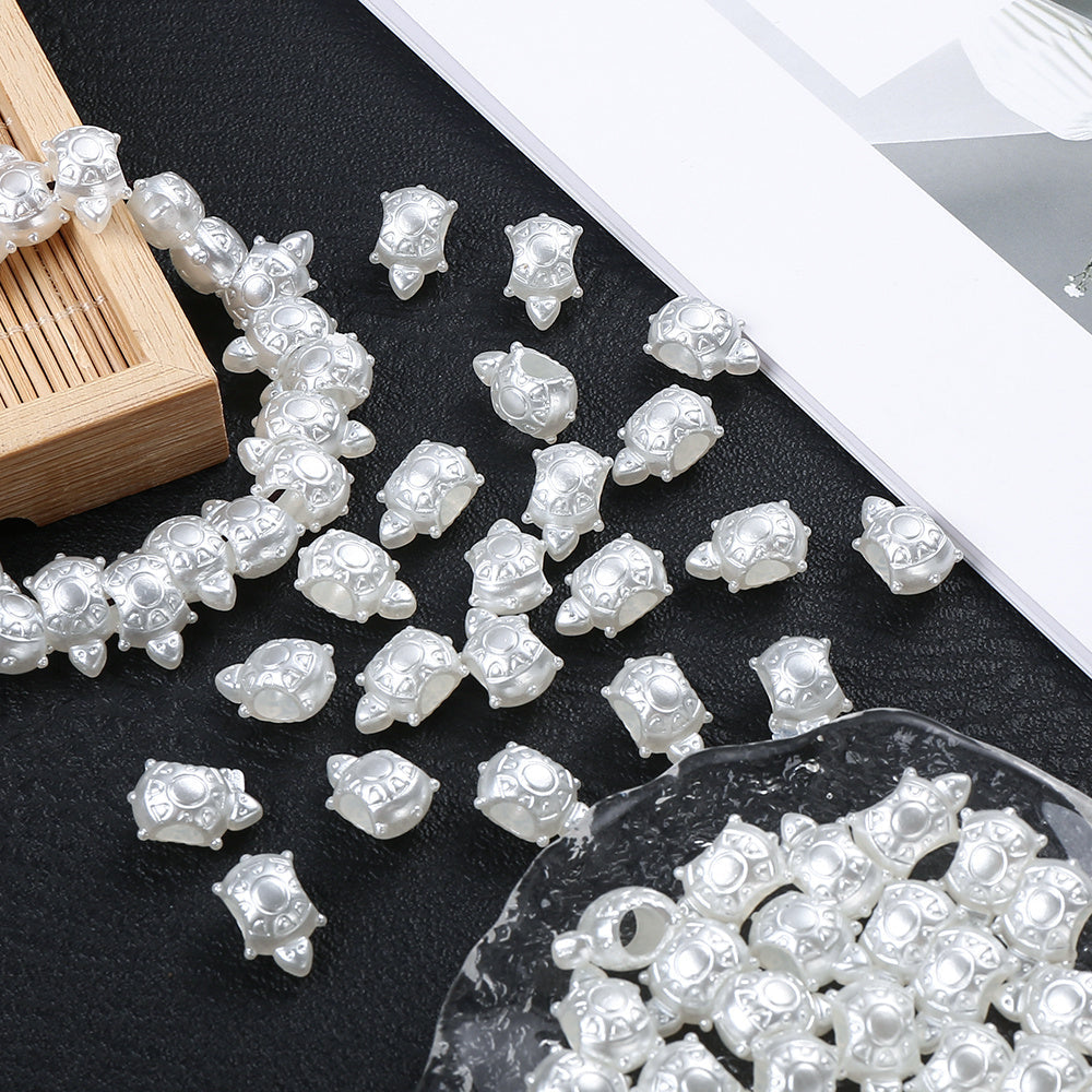 White Money Turtle Acrylic Beads