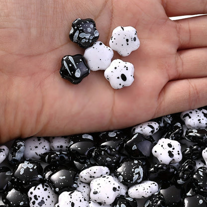 Black and White Plum Blossom Acrylic Spacer Beads