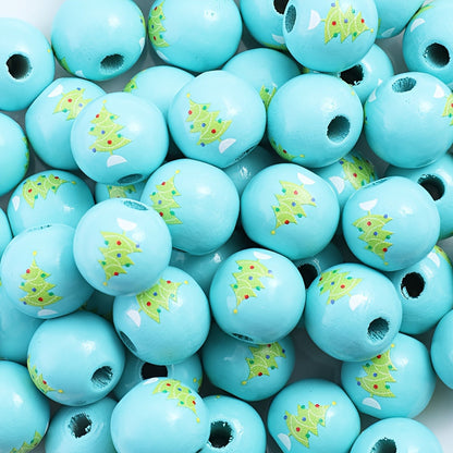 Christmas Wooden Pattern Beads