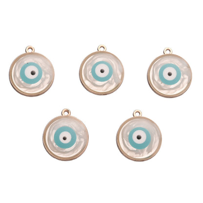 Colorful Alloy Evil Eye Flat Round Charms