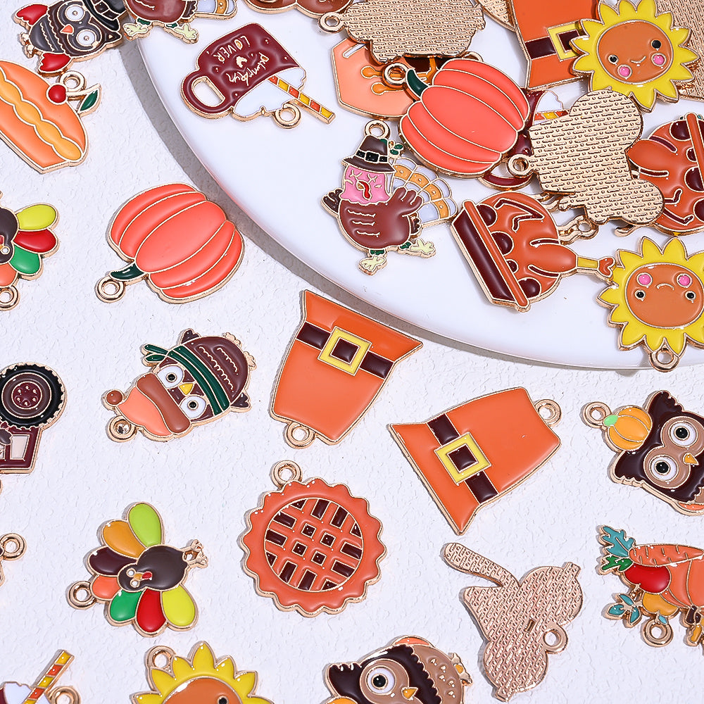 20-Piece Thanksgiving Mixed Alloy Pendant Charms