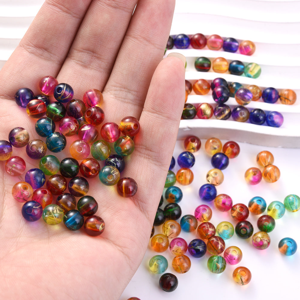 Multicolor Acrylic Beads with Gold Spacer Beads