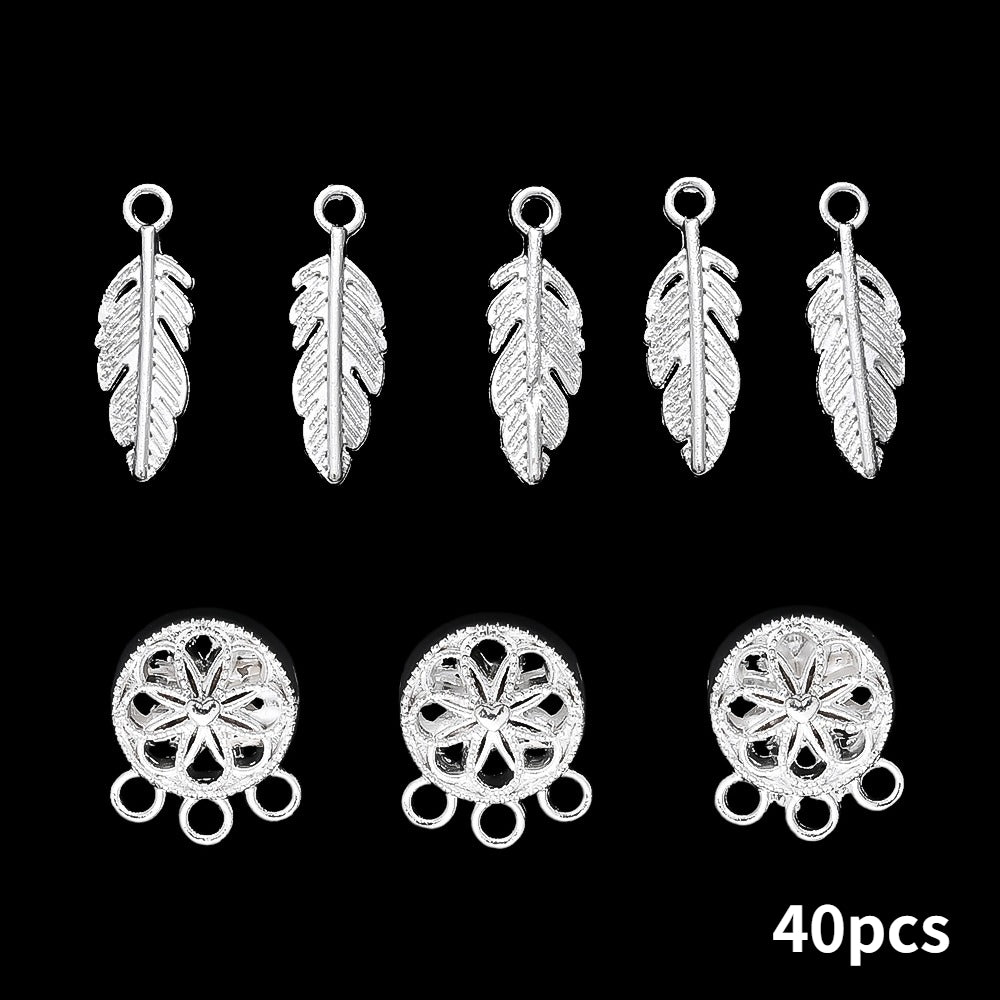 20/40/60PCS Boho Silver-Tone Dreamcatcher Charms & Spacer Beads
