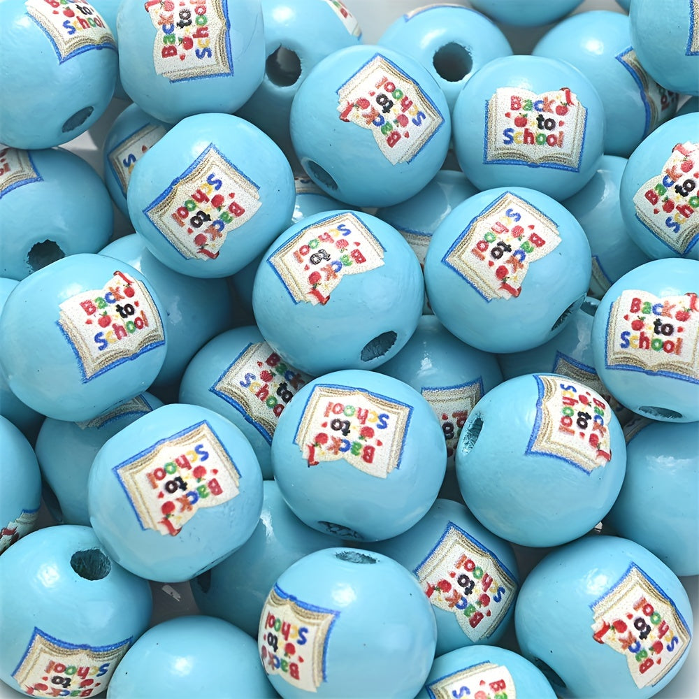 10PCS 16mm Colorful Patterned Wooden Bead Set