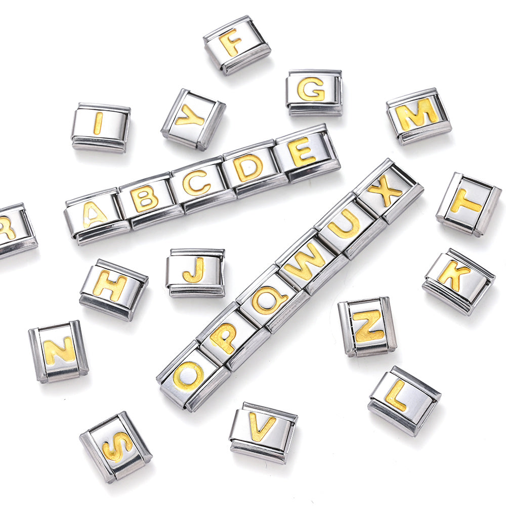 A-Z English Letter Stainless Steel Italian Charm Links