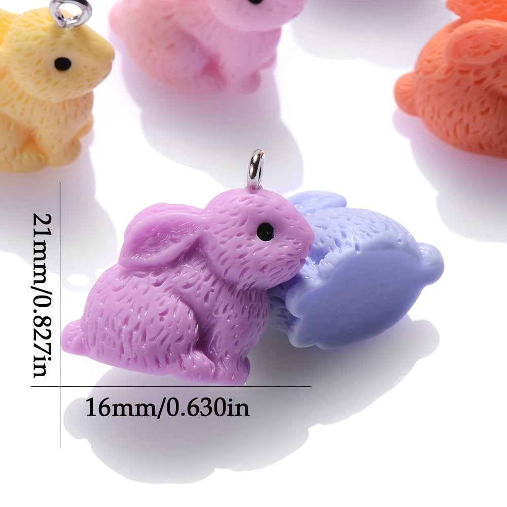 10PCS 16×21mm Colorful Rabbit Resin Pendant Set