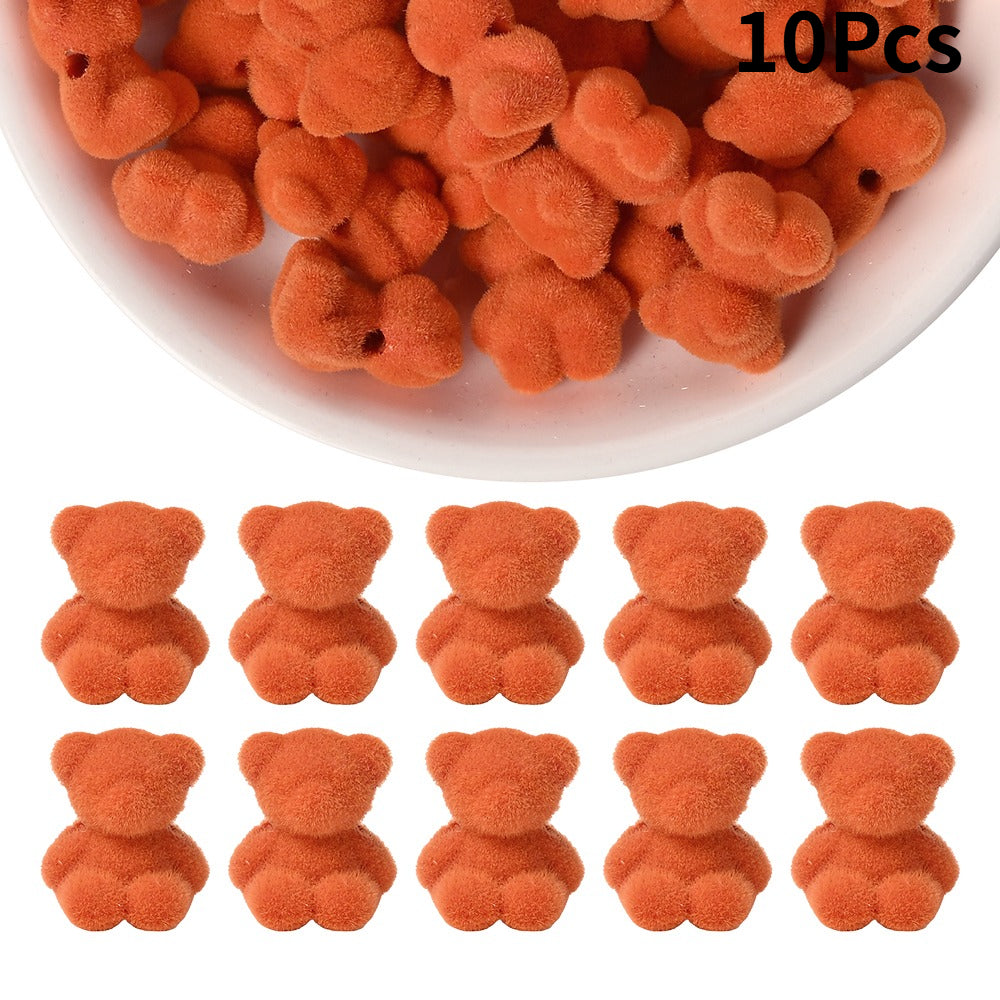 Flocked Bear Resin Beads