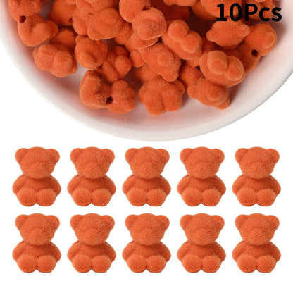 Flocked Bear Resin Beads