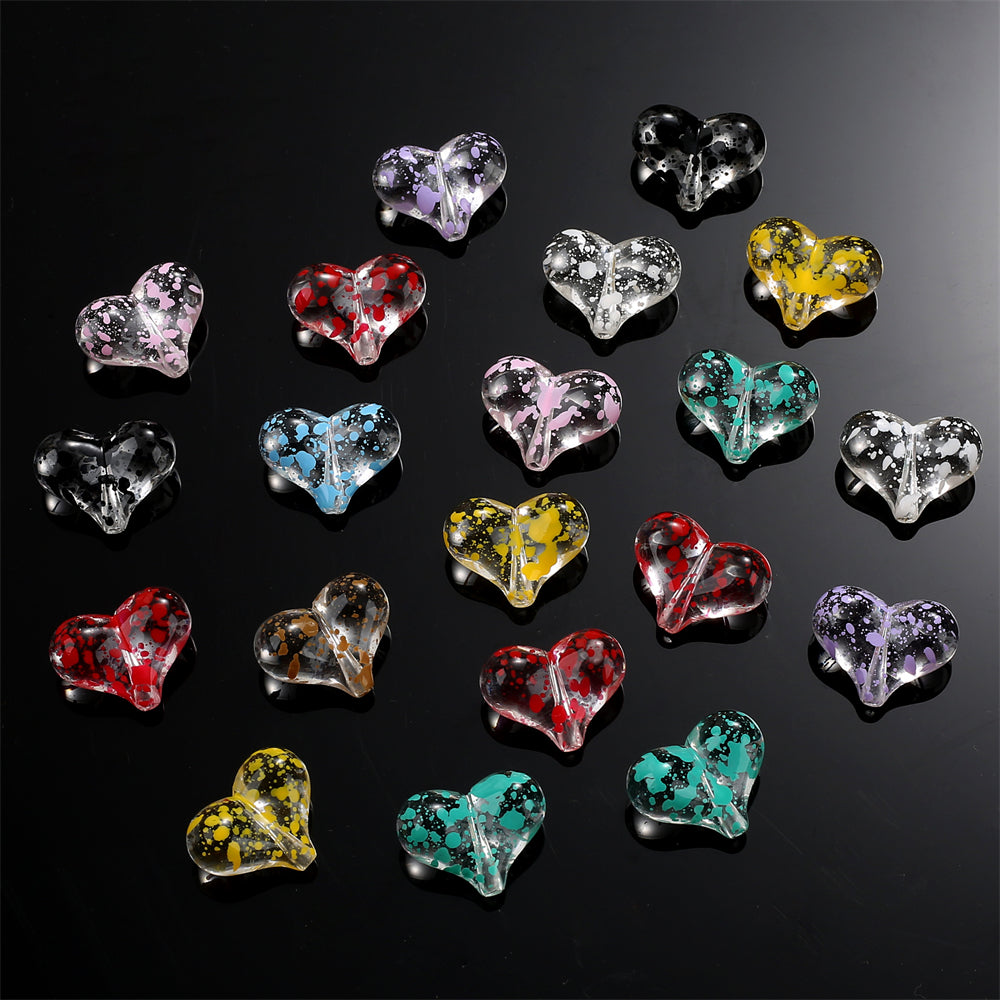 Starry Sky Heart Acrylic Beads