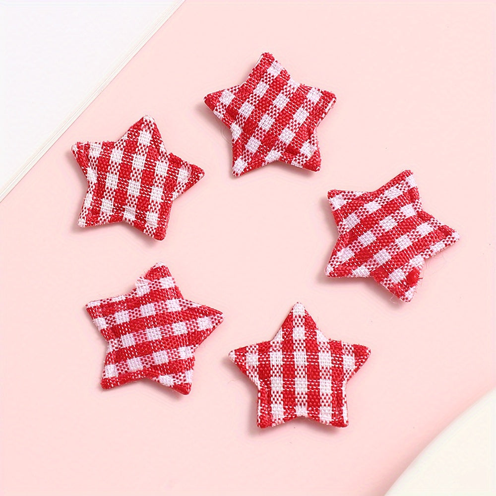 Plaid Star Embroidered Patches