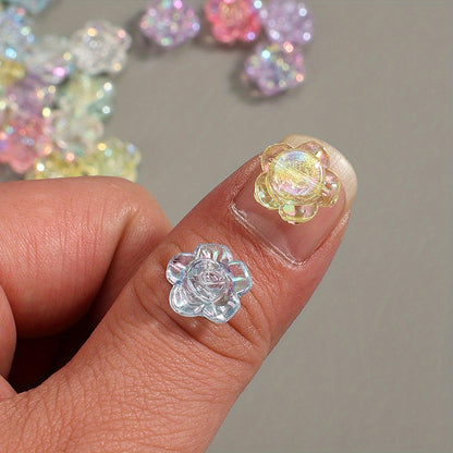Clear Sparkling Rose Acrylic Beads