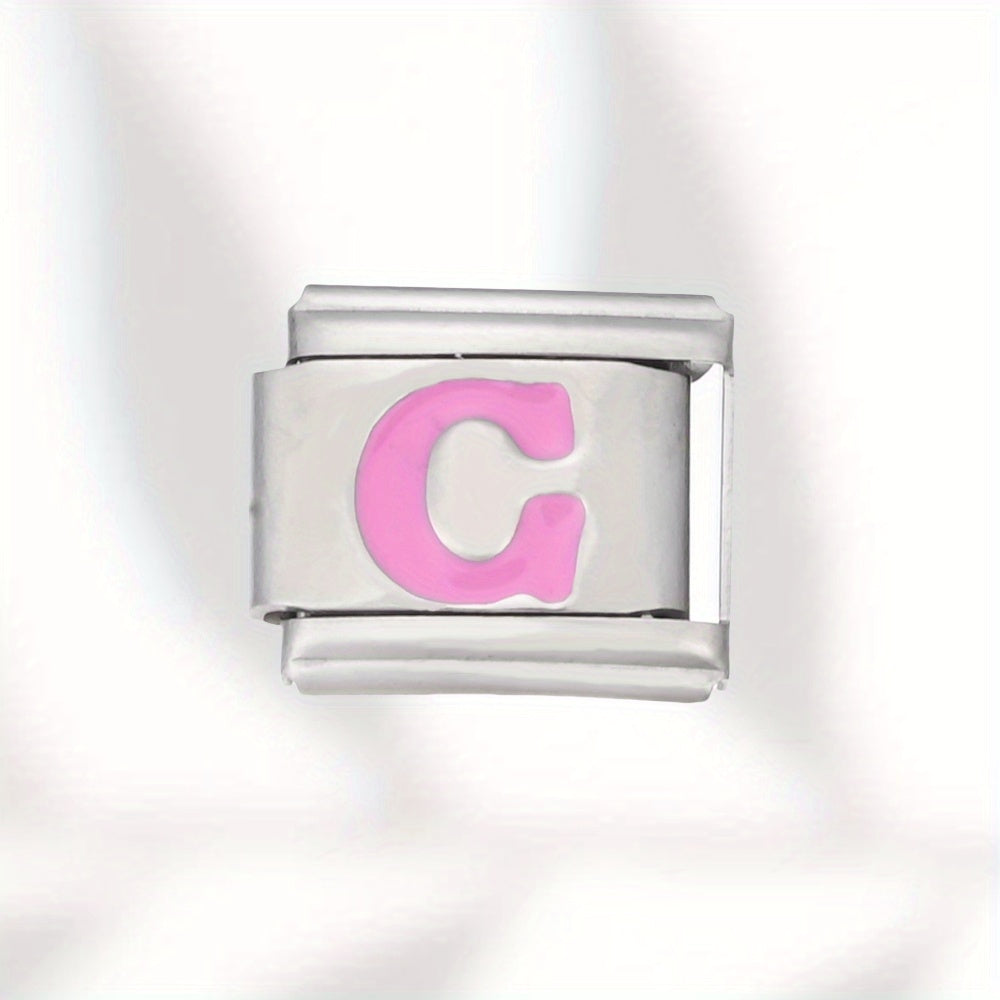 Pink Letter Stainless Steel Bead