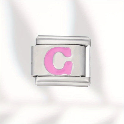 Pink Letter Stainless Steel Bead