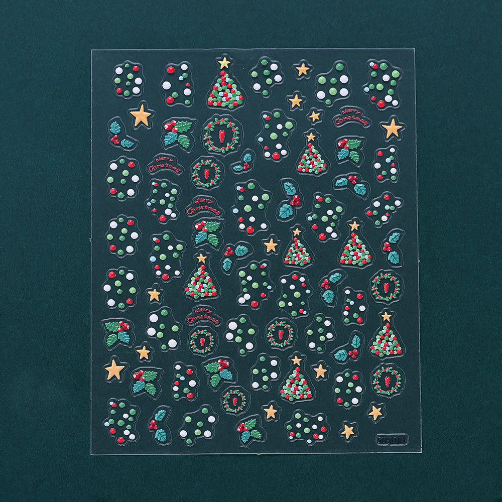 Christmas 5D Relief Nail Art Stickers