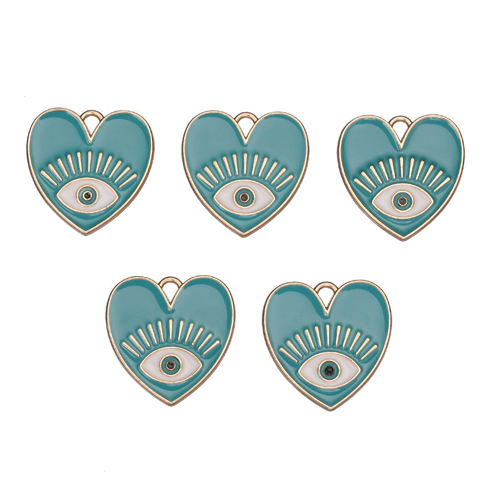 Evil Eye Heart Pendants Charms