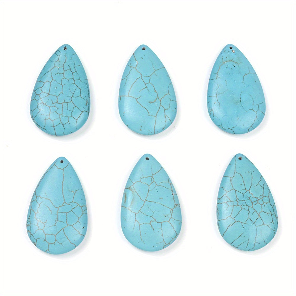 5pcs 30x50mm Big Size Waterdrop Shape Stone Charms Beads Blue Turquoise
