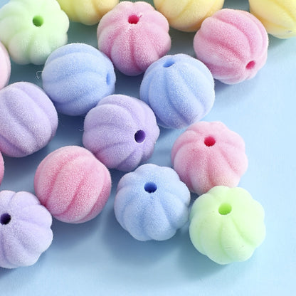10PCS 15mm Flocked Pumpkin Acrylic Bead Set