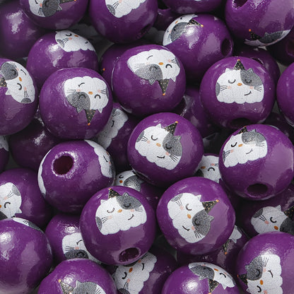 Halloween Bat Black Cat Wooden Spacer Beads