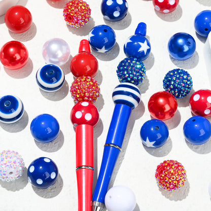Patriotic Red White and Blue Acrylic Spacer Beads