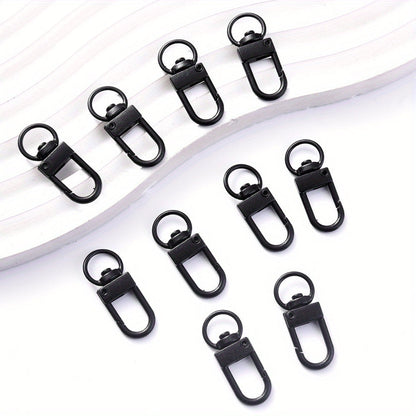 50-Piece Black Metal Swivel Lobster Clasp Set