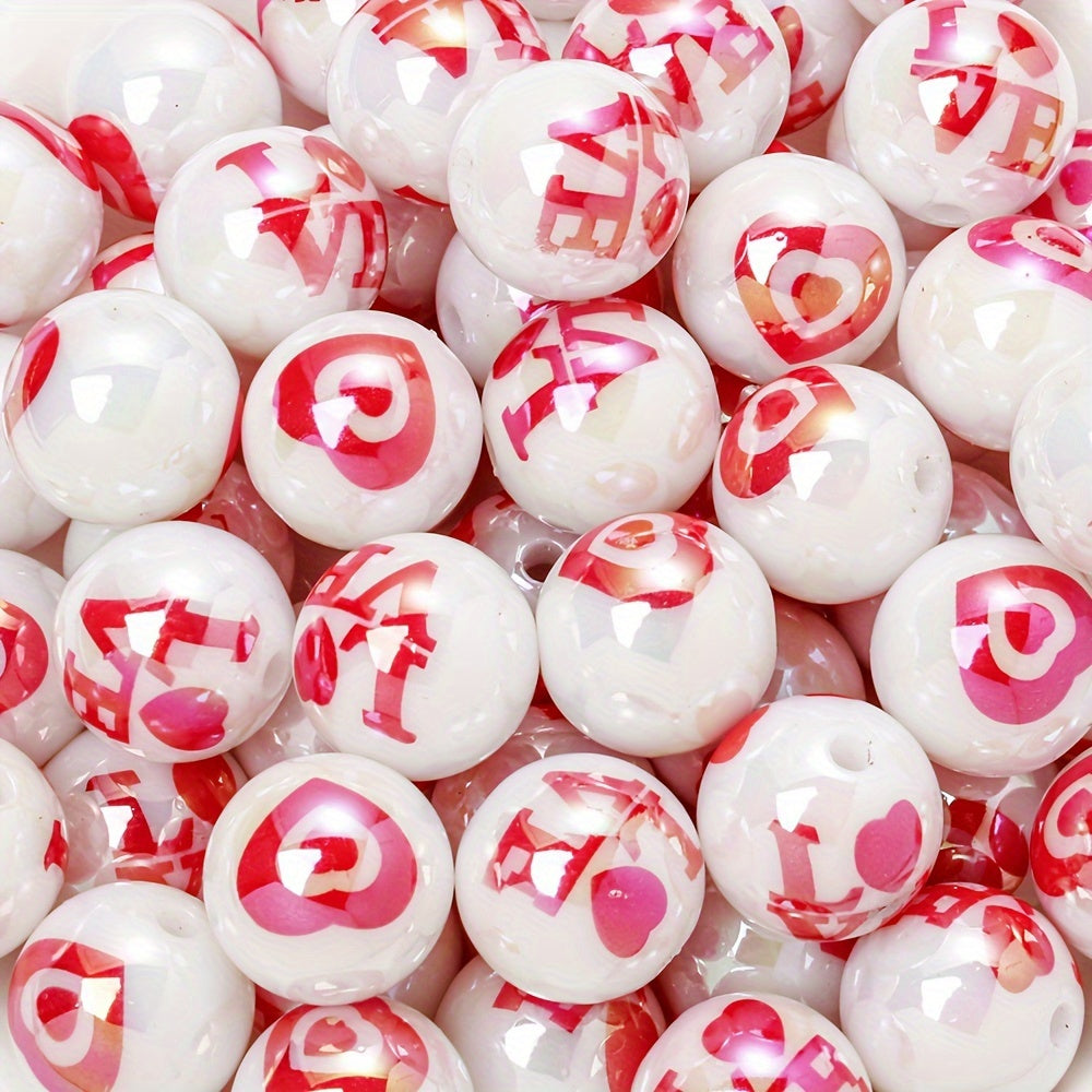 Red Romantic Round Acrylic Beads