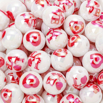 Red Romantic Round Acrylic Beads