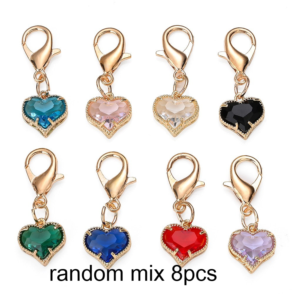 Colorful Crystal Heart Pendant Charms