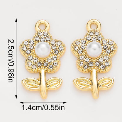 Sparkling Rhinestone Flower Pendant Charms