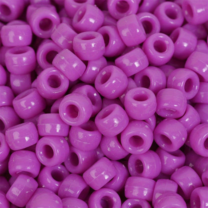 100pcs Colorful Acrylic Big Hole Pony Beads- 6x9mmLarge Hole Beads
