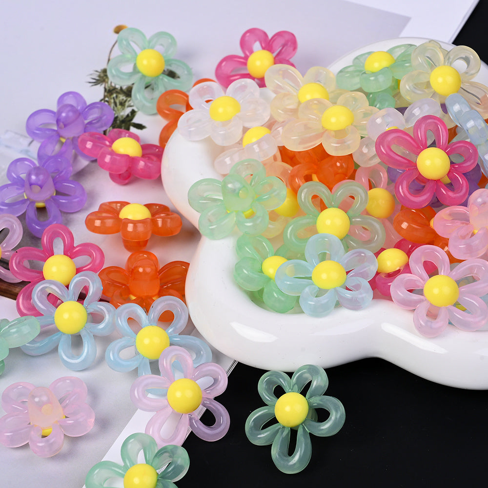 Macaron Color Flower Acrylic Beads