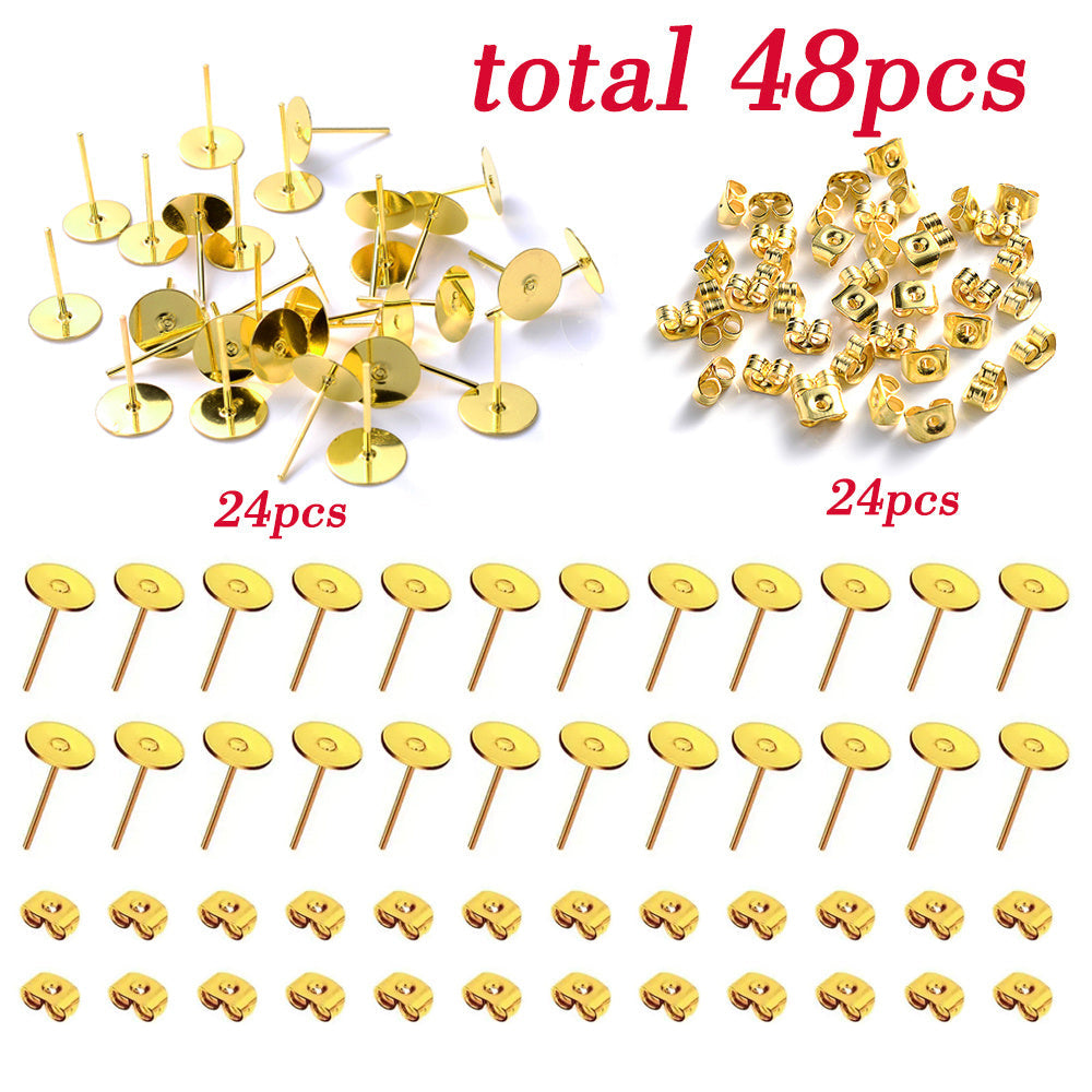48-Piece Gold & Silver Earring Stud & Back Set