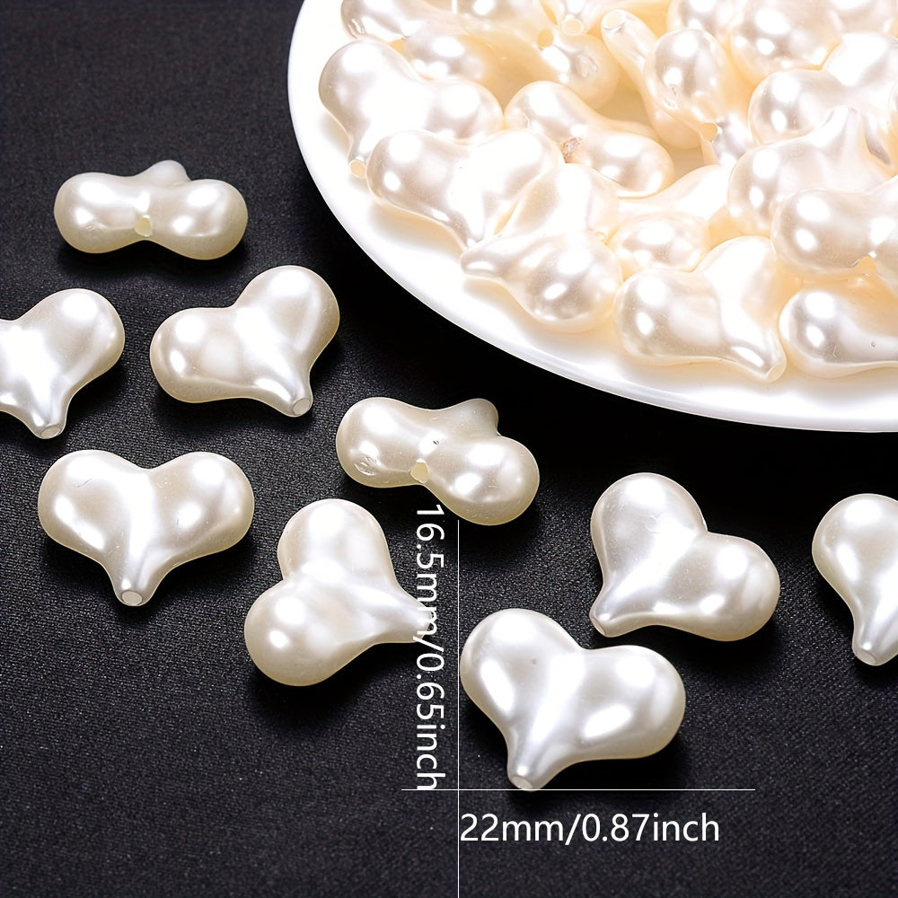 20PCS White Heart-Shaped Imitation Pearl Bead Set