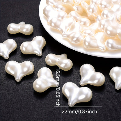 20PCS White Heart-Shaped Imitation Pearl Bead Set