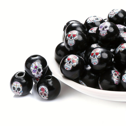 Halloween Skull Wooden Spacer Beads